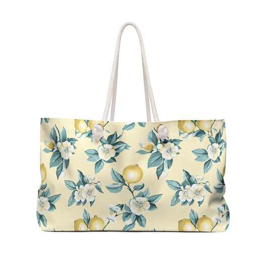 Bolsa de fin de semana con estampado floral de limón