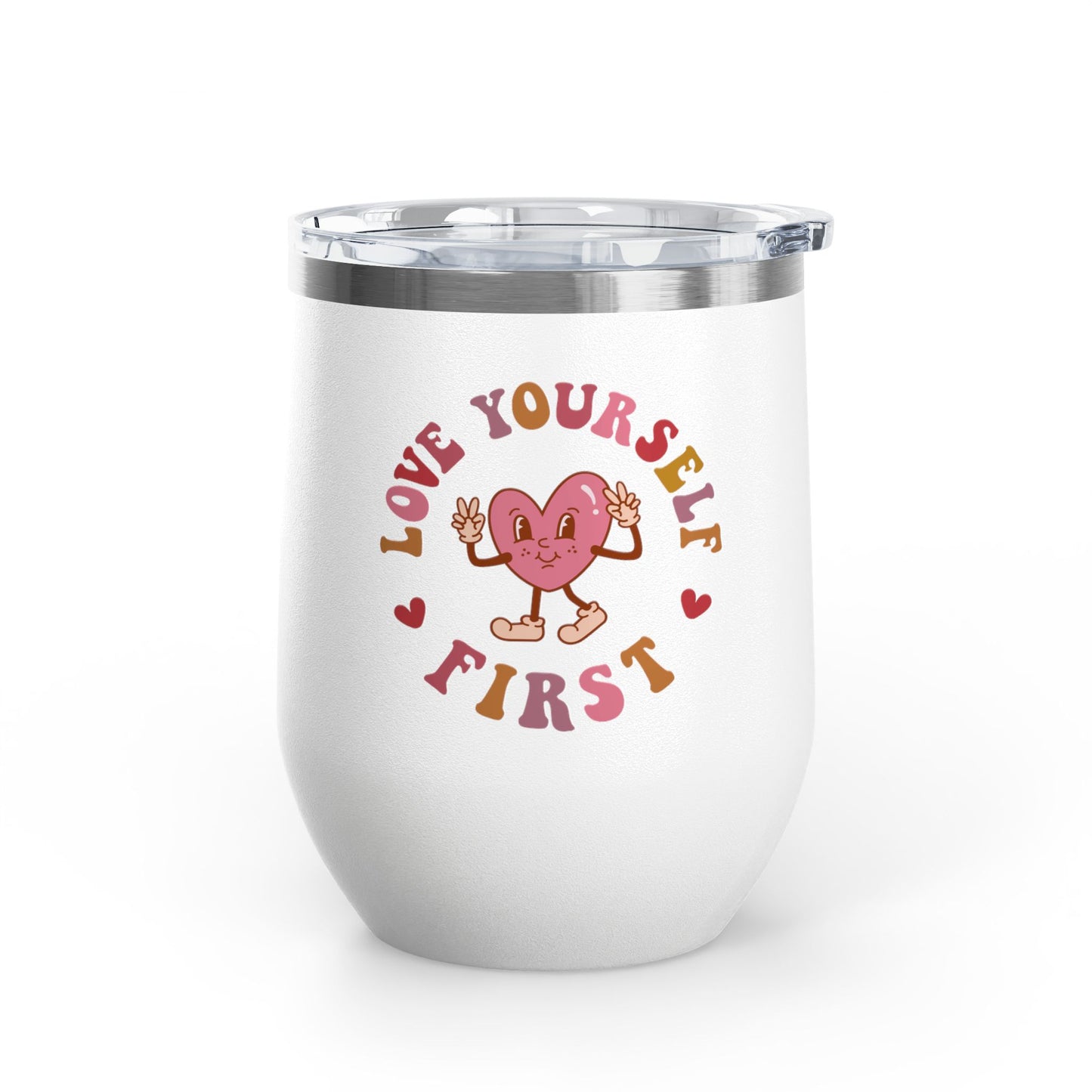 Vaso de vino con corazón 'Love Yourself First'