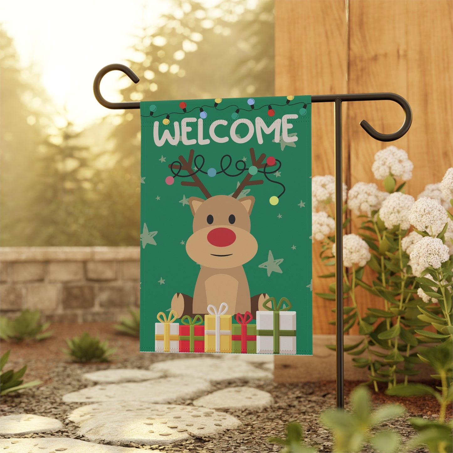 Festive Garden Flag - Welcome Reindeer Holiday Decor
