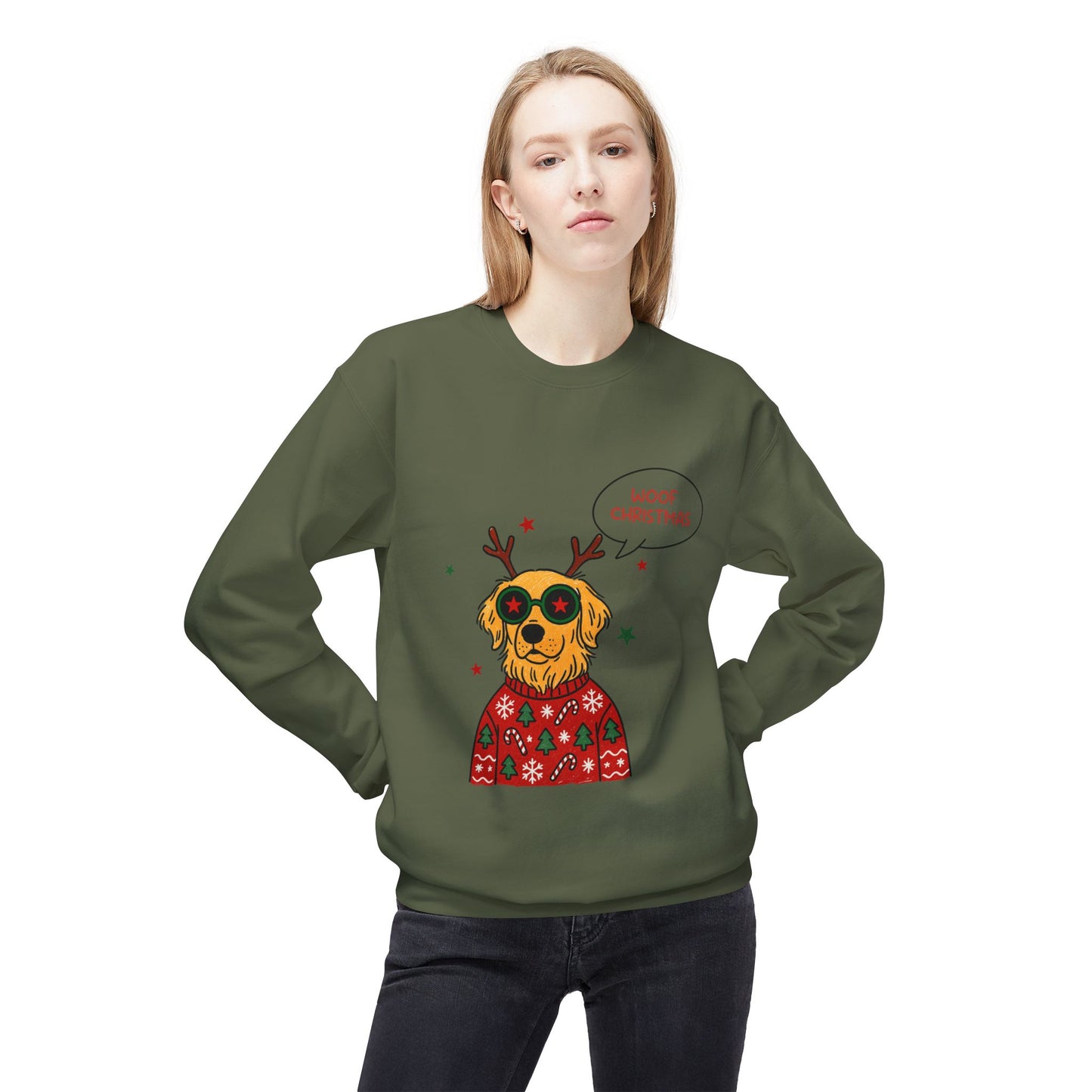 Woof Christmas Sweatshirt Unisex