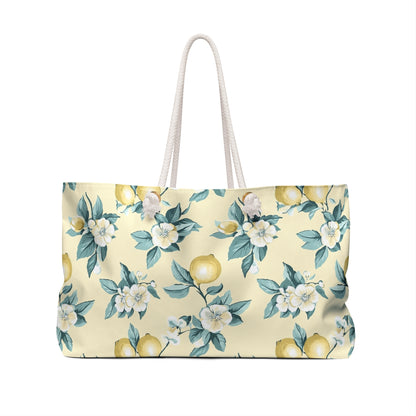 Bolsa de fin de semana con estampado floral de limón