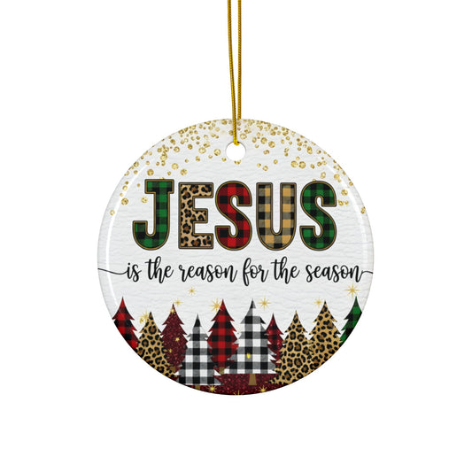 Decorative Christmas Ornaments, Jesus is the Reason for the Season, Holiday Decor, Gift, Double-Sided Ceramic Ornaments