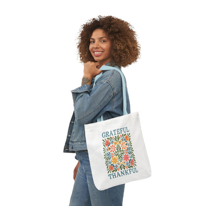 Grateful Thankful Canvas Tote Bag