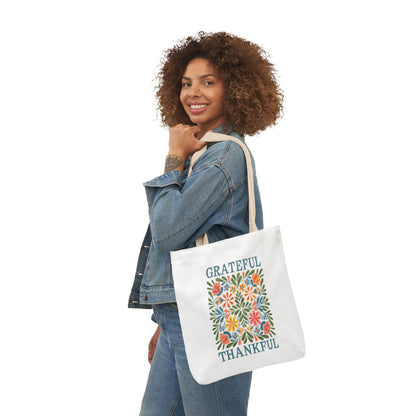 Grateful Thankful Canvas Tote Bag