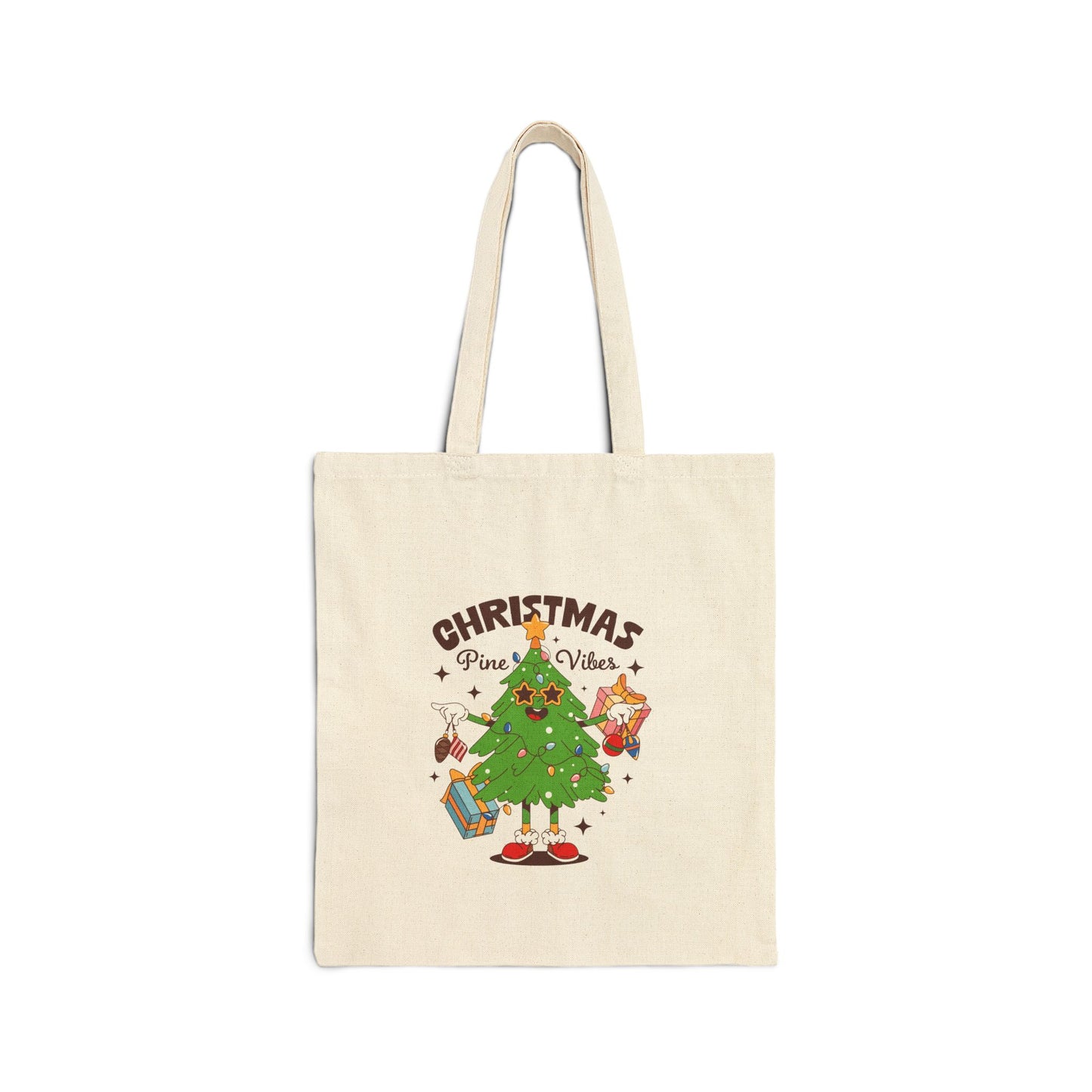 Christmas Pine Vibes Tote Bag — Holiday Canvas Gift Bag