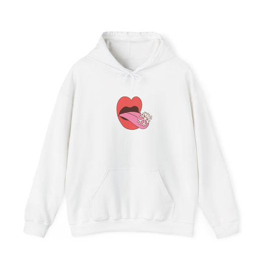 Heart Lip Graphic Hoodie — Cute Pink Lips with Flower Design