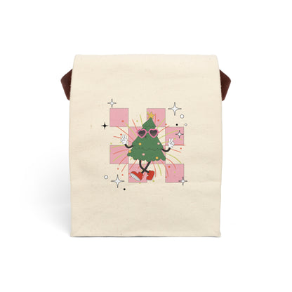 Canvas Lunch Bag - Cool Christmas Tree with Glasses Design