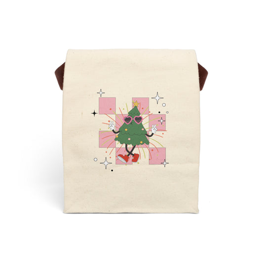Canvas Lunch Bag - Cool Christmas Tree with Glasses Design
