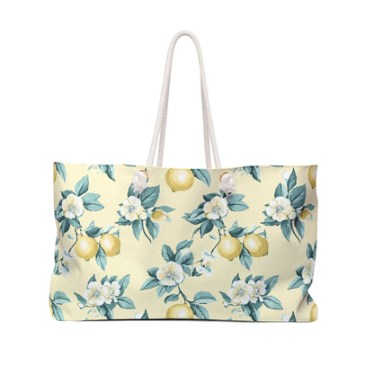 Bolsa de fin de semana con estampado floral de limón