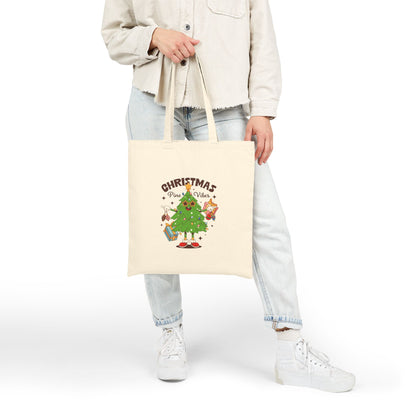 Christmas Pine Vibes Tote Bag — Holiday Canvas Gift Bag